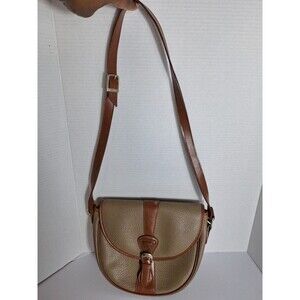 Vtg Y2K Guess Pebbled Leather Crossbody Saddle Bag Purse Brown Plaid Lining READ